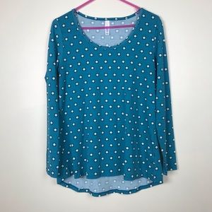 Lularoe Lynnae Blue Teal Square Circle Top Blouse